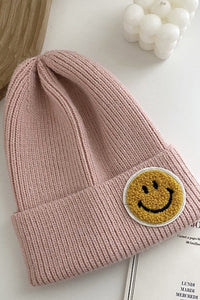 Smiley Face Beanie - Light Pink