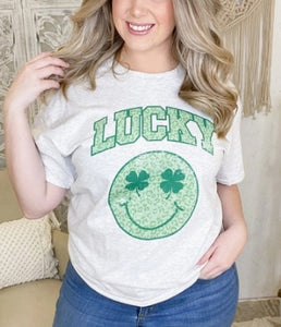 "Lucky" Smiley Graphic Tee