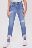 Girl's High Rise Relaxed Jeans - Distressed