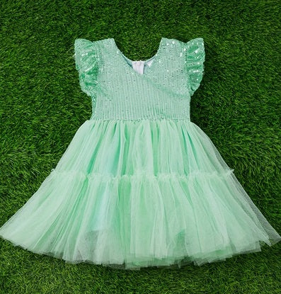 Girl's Mint Tulle Sequin Dress