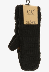 CC Fuzzy Lined Mittens - Black
