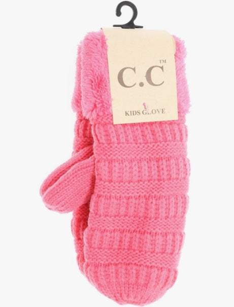 CC Kid's Fuzzy Lined Mittens - Candy Pink