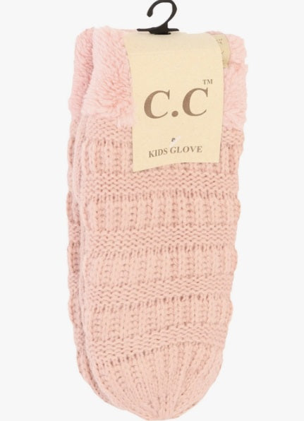 CC Kid's Fuzzy Lined Mittens - Light Pink