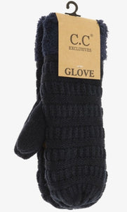 CC Fuzzy Lined Mittens - Navy