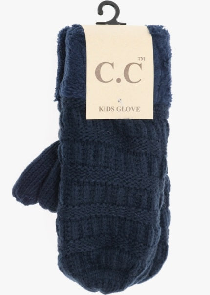 CC Kid's Fuzzy Lined Mittens - Navy