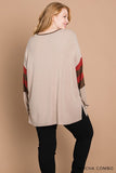 Mocha/Red Color Block Long Sleeve Top