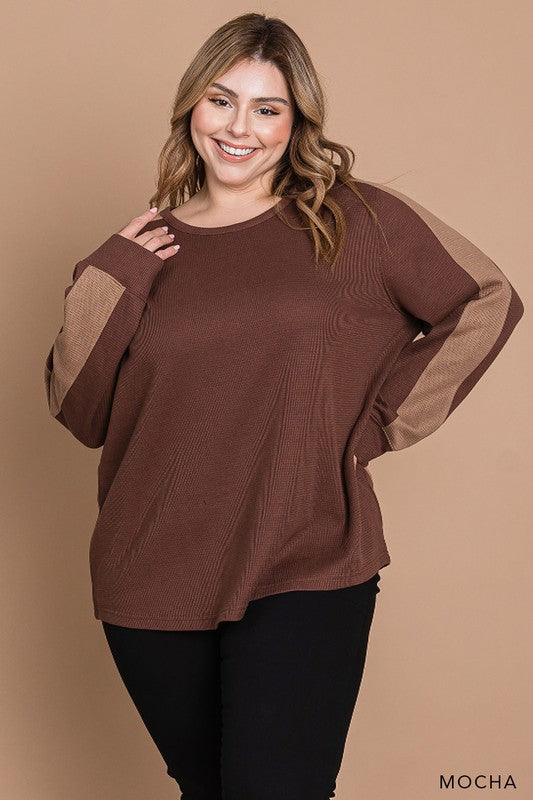 Curvy Thermal Mocha Contrast Top