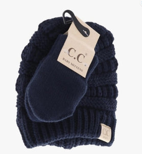 CC Baby Beanie w/ Mittens Set - Navy