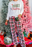 "Merry Christmas" Plaid Pajama Set