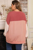 Curvy Coral Corded Long Sleeve Top