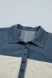 Curvy Colorblock Denim Patchwork Collared Polo Top