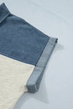 Curvy Colorblock Denim Patchwork Collared Polo Top