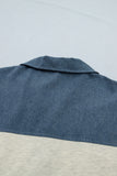 Curvy Colorblock Denim Patchwork Collared Polo Top