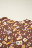Curvy Floral Textured Tied-Neck Babydoll Blouse