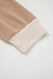 Curvy Mixed Texture V-Neck Patchwork Colorblock Top