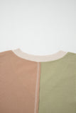 Curvy Mixed Texture V-Neck Patchwork Colorblock Top