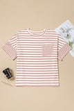Curvy Striped Pocket Detail Top