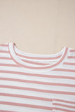 Curvy Striped Pocket Detail Top