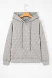 Diamond Quilted Quarter-Zip Pullover Hoodie