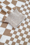 Curvy Checkerboard Knit Open-Front Oversized Cardigan