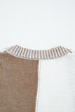 Curvy Checkerboard Knit Open-Front Oversized Cardigan
