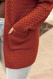 Curvy Woven Knit Cardigan - Chestnut