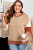 Contrast Stitch Colorblock Knit Pullover Sweater