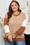 Contrast Stitch Colorblock Knit Pullover Sweater