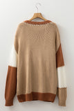 Contrast Stitch Colorblock Knit Pullover Sweater