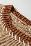 Contrast Stitch Colorblock Knit Pullover Sweater