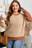 Contrast Stitch Colorblock Knit Pullover Sweater