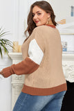 Contrast Stitch Colorblock Knit Pullover Sweater