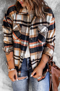 Curvy Blue & Orange Plaid Shacket