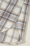 Curvy White Plaid Print Tunic Shacket with Slits