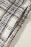 Curvy White Plaid Print Tunic Shacket with Slits