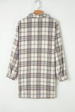 Curvy White Plaid Print Tunic Shacket with Slits