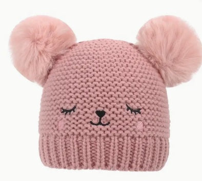 Double Pom Hat - Pink