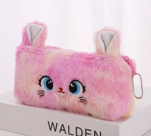 Plush Cat Pencil Case - Pink