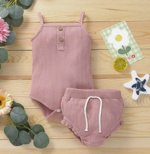 Baby Girl Pink Bodysuit & Shorts
