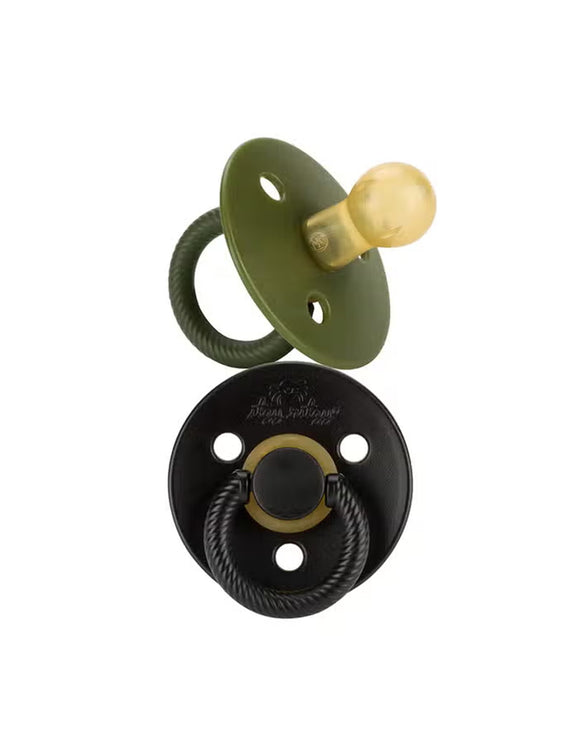 Itzy Soother™ Natural Rubber Paci Set - Camo + Midnight