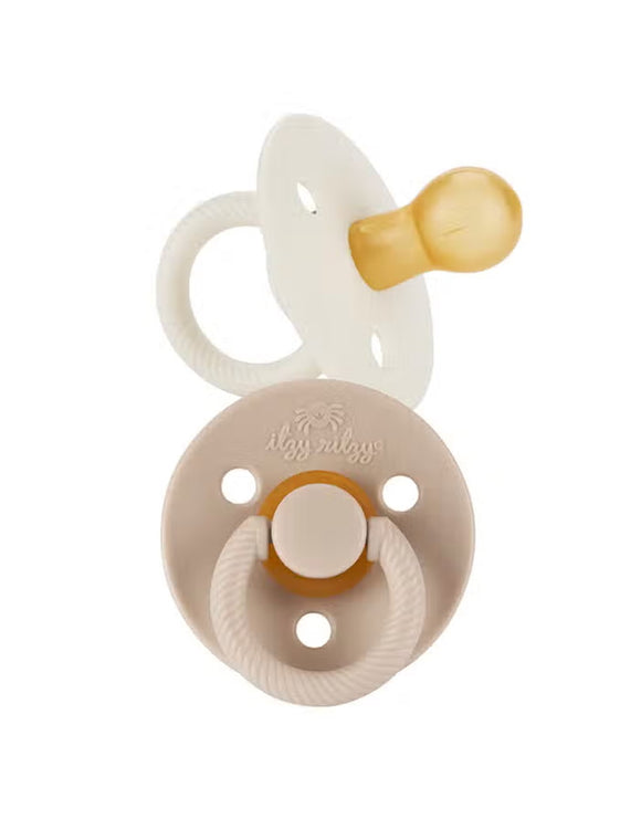 Itzy Soother™ Natural Rubber Paci Set - Coconut + Toast