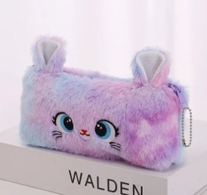 Plush Cat Pencil Case - Purple