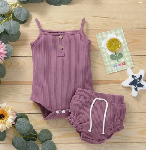 Baby Girl Purple Bodysuit & Shorts