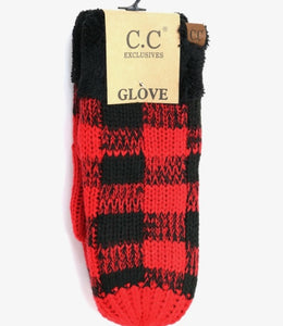 CC Buffalo Print Mittens - Black/Red