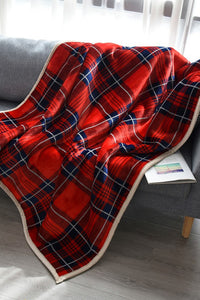 Plaid Sherpa Fleece Blanket - Red & Navy