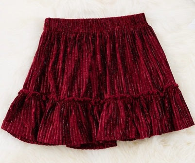 Girl's Soft Velvety Ruffle Skirt