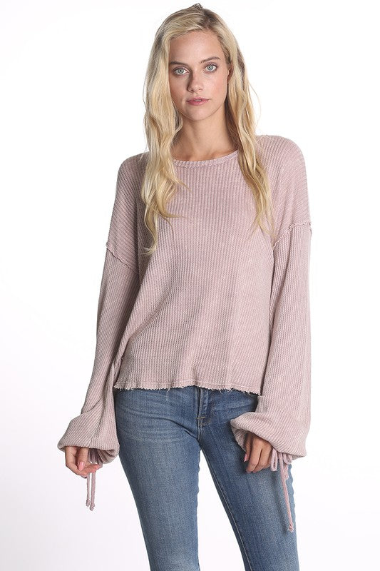 Thermal Drop Shoulder Long Sleeve - Rose