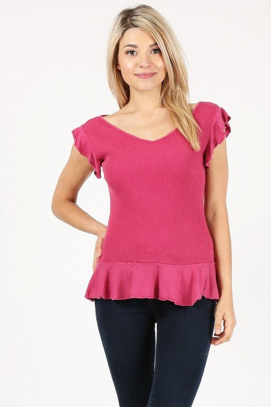 Ruffle Sleeveless Top - Pink