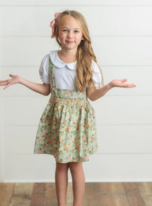 Girl's Sage & White Floral Jumper Skirt