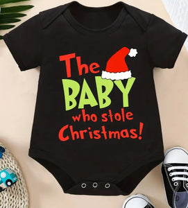 "The Baby Who Stole Christmas" Black Onesie